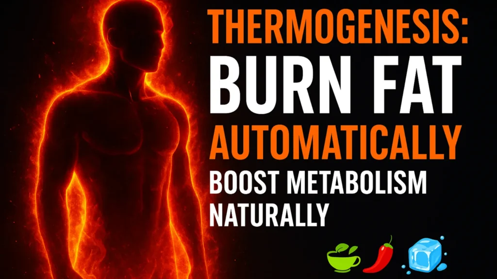 Human body with heat flames showing thermogenesis and natural fat burning.
