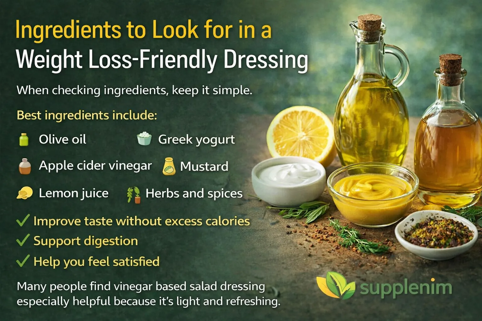 Ingredients to Look for in a Weight Loss Friendly Dressing